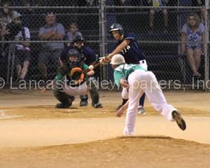 Bryan Rottkamp hits to left field using an illegal bat. (Kirk Neidermyer Photo) 