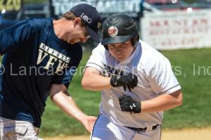 Evan Clark of Lititz VFW rounds third base after hitting a two-run home run to tie the game at 9 in the bottom of the seventh inning. (Mark Palczewski Photo)
