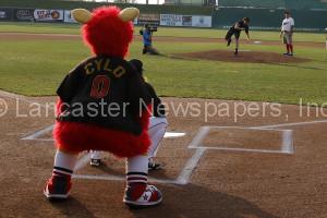 Christian Shepperson of Mountville throws a first pitch at Clipper Magazine Stadium in Lancaster on Tuesday, July 28, 2015. (Photo / Kirk Neidermyer)